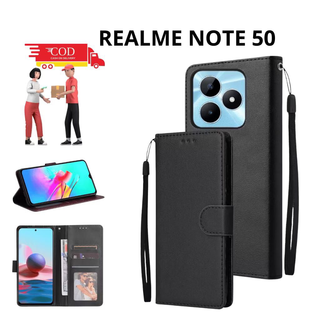 Jual Casing Flip Polos Realme Note 50 Casing Flip Wallet Dompet ...