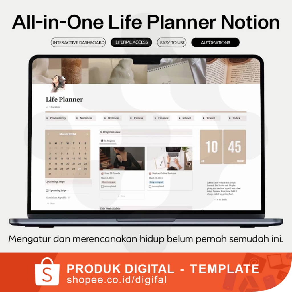 Jual Notion Template All in One Life Planner Dashboard - ADHD Digital ...