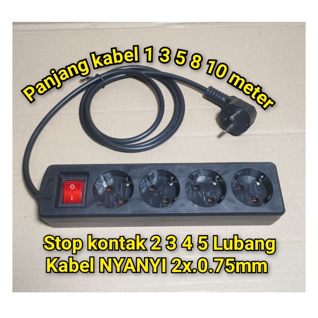 Jual Stop Kontak On/Off Switch Hitam 3 4 5 Lubang Kabel 1.5 3 5 8 10 ...