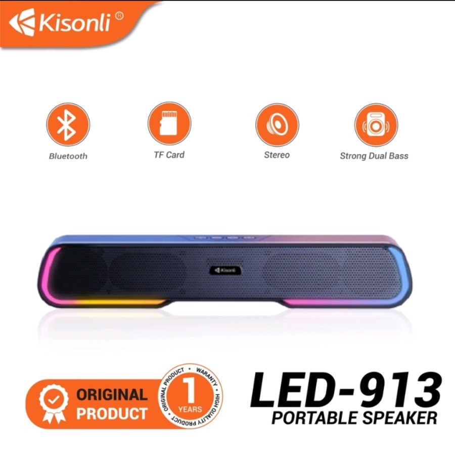 Jual KISONLI Speaker Portable Wireless Bluetooth LED-913 Stereo Bass ...