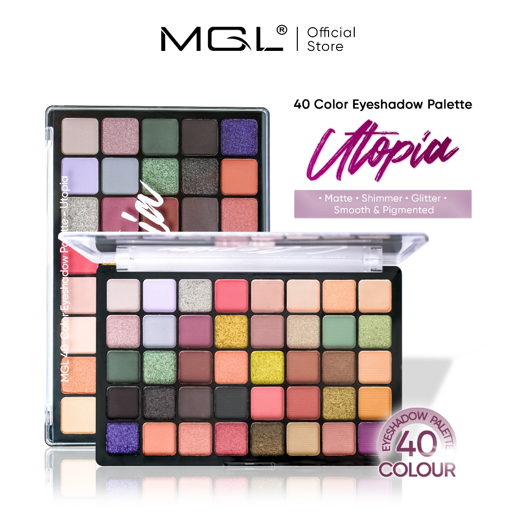 Jual MGL 40 Color Eyeshadow Pallete Utopia Matte Shimmer Glitter Smooth ...