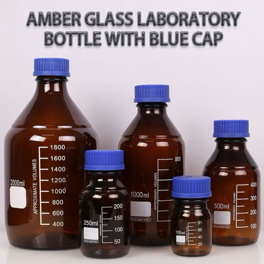 Jual preloved Amber Glass Laboratory Bottle Blue Cap / Botol Lab Tutup ...