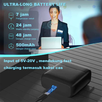 Wireless Microphone Noise Cancelling 2 Mic Clip On Plug Play Untuk Video Record Live Stream