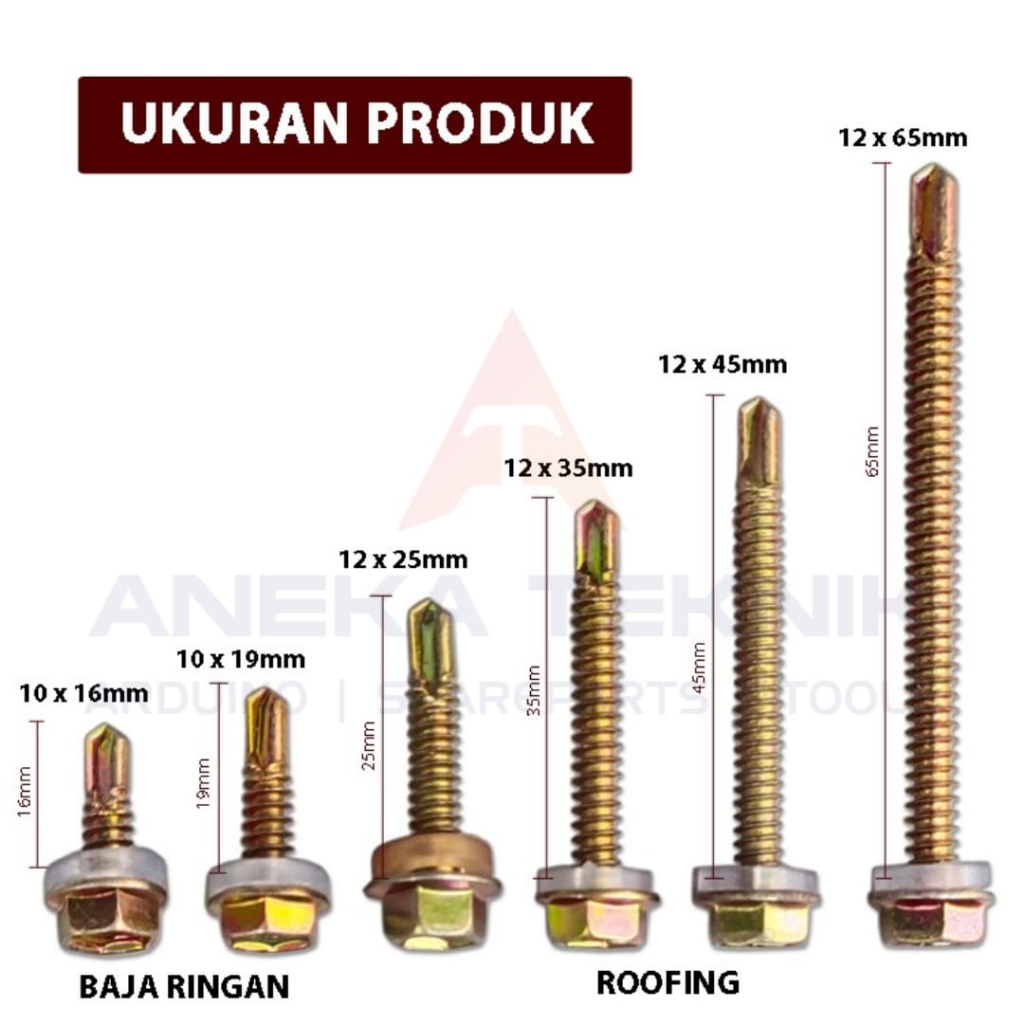 Jual Skrup Roofing Hexagon SDS / Baut Ruping Baja Ringan Atap / Hex ...