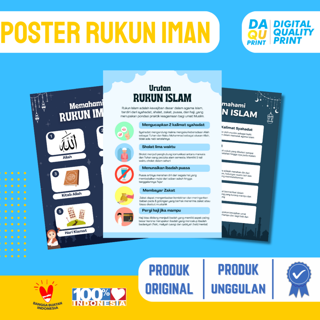 Jual POSTER A3+ EDUKASI / POSTER SEKOLAH ANAK TEMA RUKUN IMAN & ISLAM ...