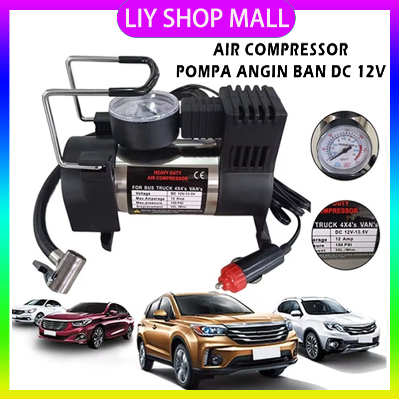 Jual Paket Compressor Mini Listrik Portable Pompa Angin Ban Motor Mobil ...