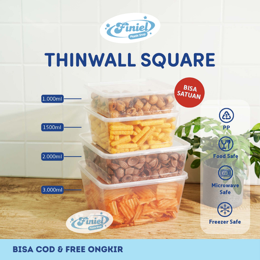 Jual Thinwall DM 1000ml-1500ml-2000ml-3000ml SQ/Thinwall Square/ Food ...