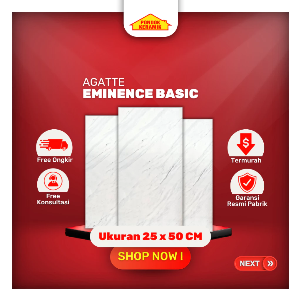 Keramik Dinding Agatte 25x50 Eminence Basic Glossy Marble Carara