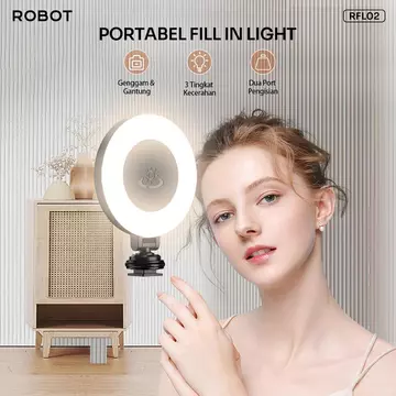 ROBOT RFL02 Lampu Selfie Ringlight Beauty Portable Fill In Light RGB With Gimbal Rotasi 360°