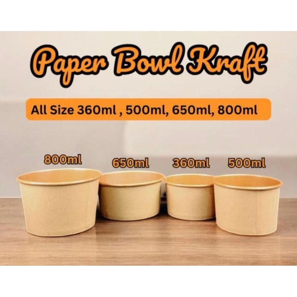Jual SKC [ISI 25PCS] PAPER RICE BOWL CRAFT 360ml 500ml 650ml 800ml ...