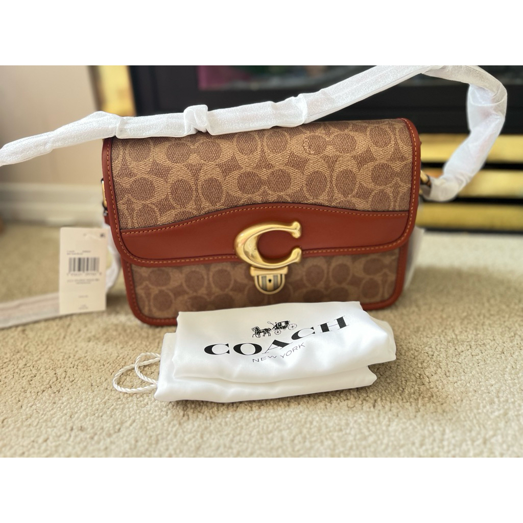 Jual Coach Studio Shoulder Bag In Signature Canvas Tan Rust | Shopee ...