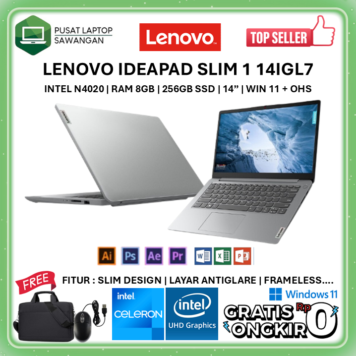 Jual Laptop LENOVO Ideapad Slim Intel N4020 RAM 8GB 256GB SSD 14 - Main Image