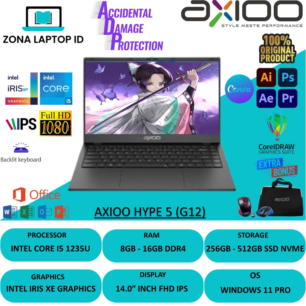 Jual Laptop AXIOO MYBOOK HYPE 5 (G12) Intel i5 1235U 16GB SSD 512GB 14 ...