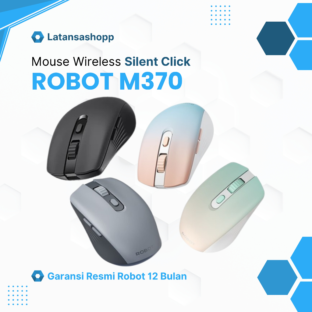 Jual Mouse Wireless ROBOT M370 2,4GHz Silent Click Optical 3200DPI ...