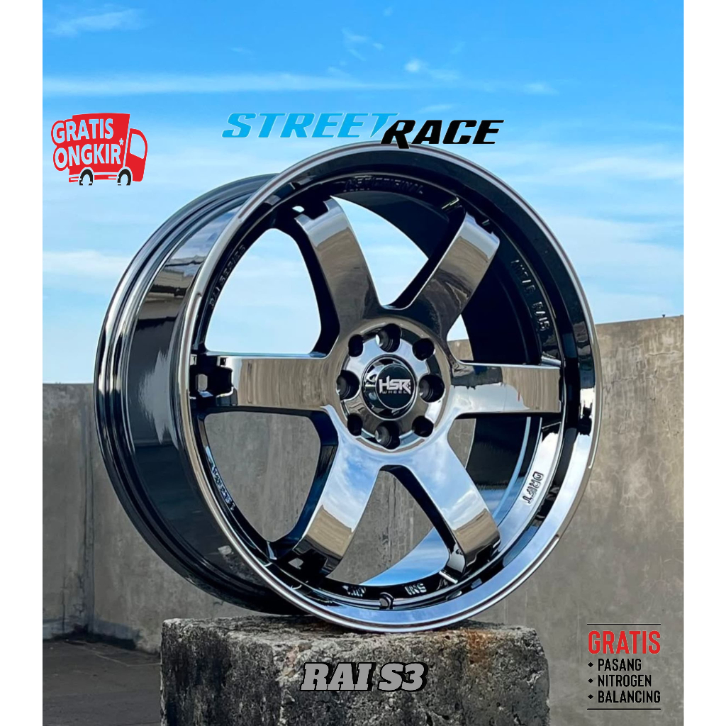 Jual Velg Black Chrome R15 HSR Rai-s3 Velg untuk Avanza,Brio,Agya Lebar ...
