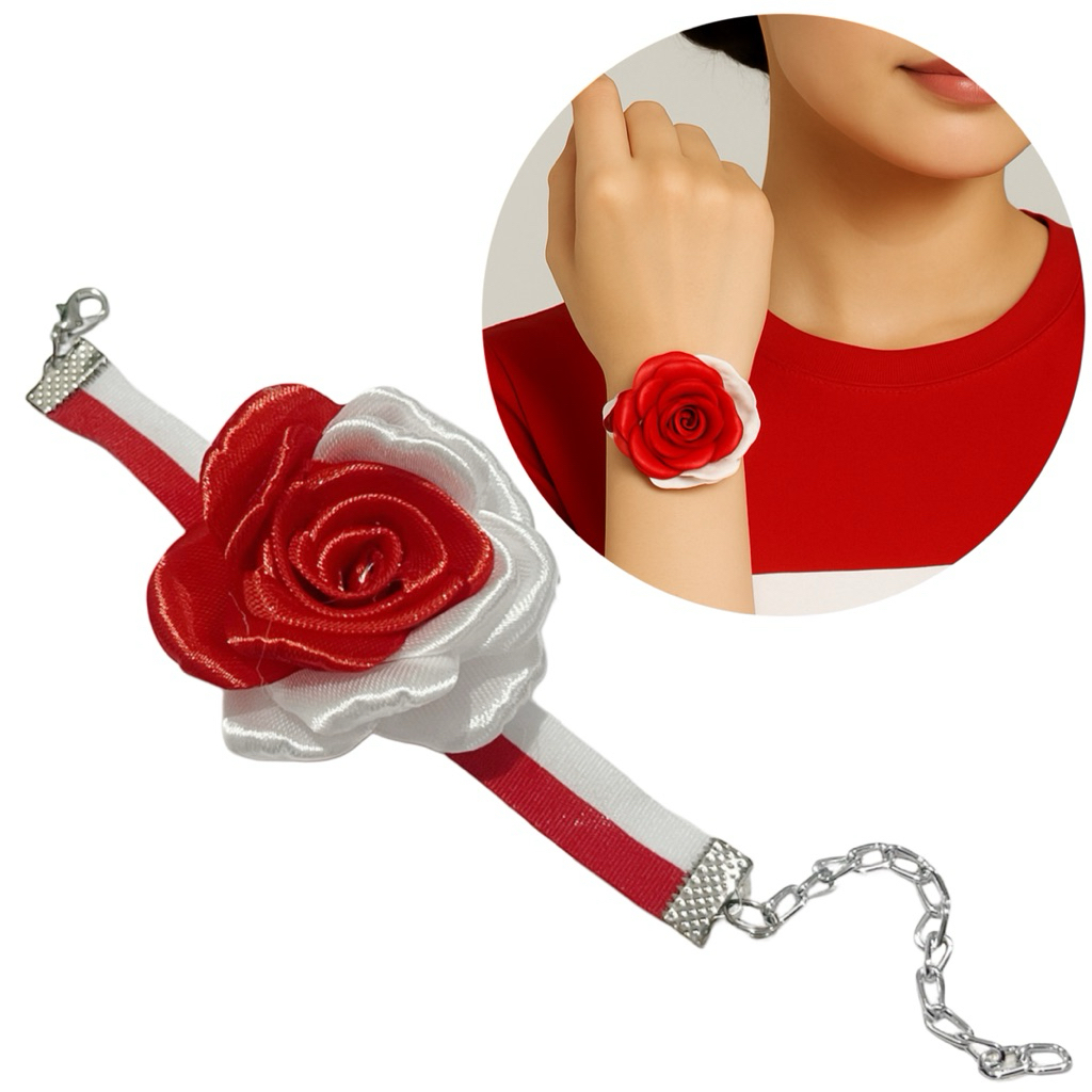 Dian Rose Red White Bracelet Gelang Merah Putih Kemerdekaan Bunga Mawar 17 Agustus HUT RI Merdeka