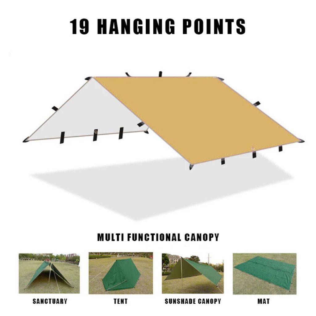 (COD) flysheet Utralight 4×3 meter flysheet atap tenda camping bushcraf waterproof tali 19 loop 3×4 bahan taslan