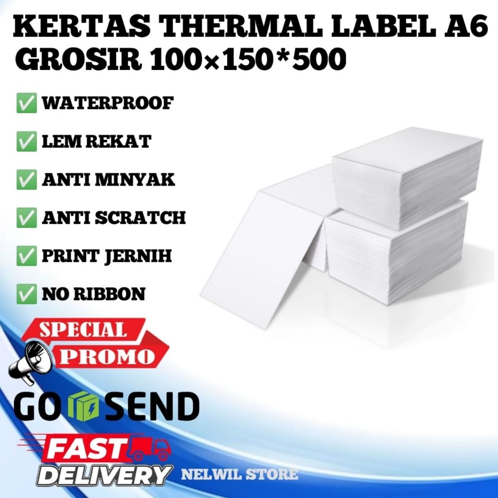 Jual label kertas thermal A6 isi 500 | Shopee Indonesia