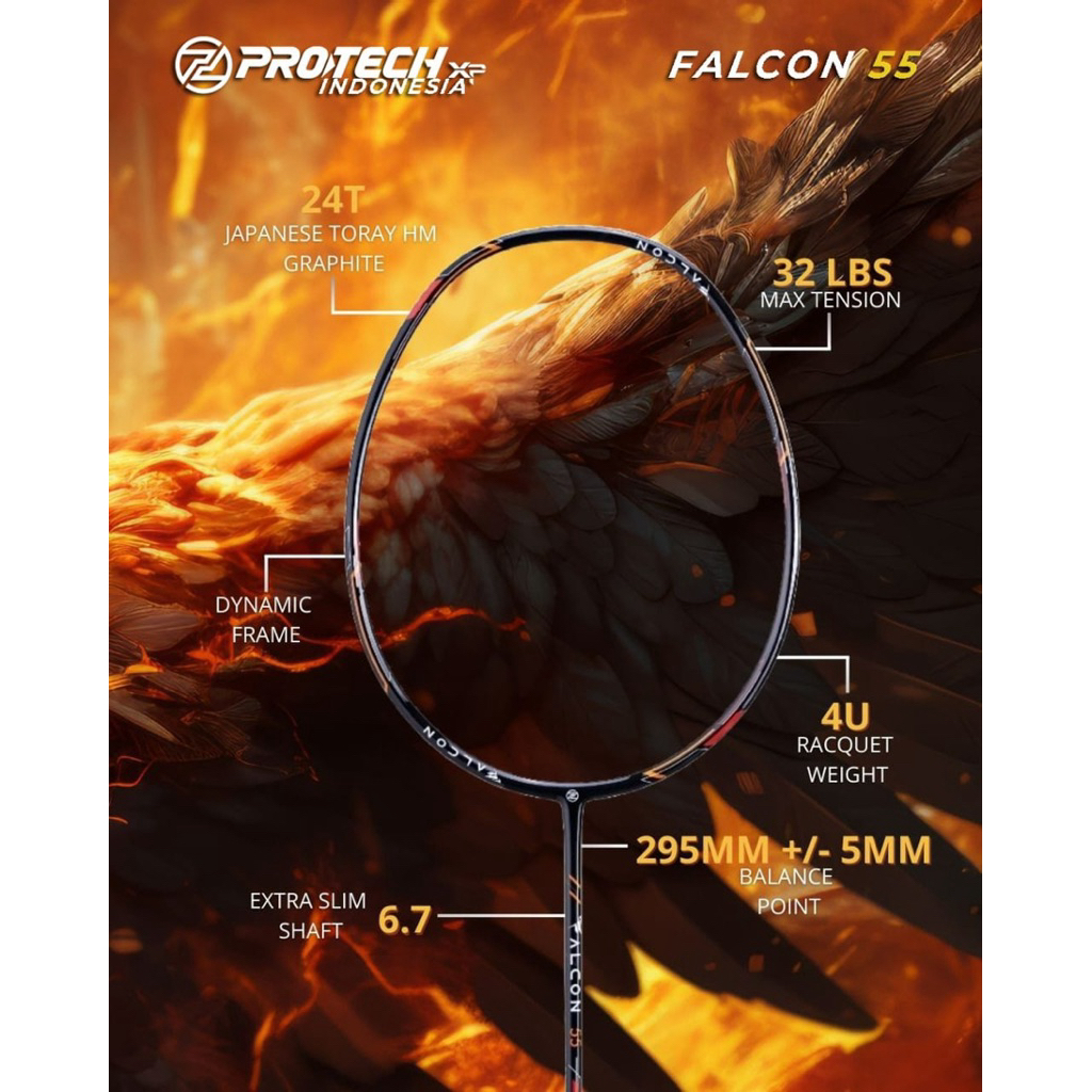 Jual Raket Badminton PROTECH FALCON 55 / 99 | 4UG1 | MAX 32lbs (4UG1 ...