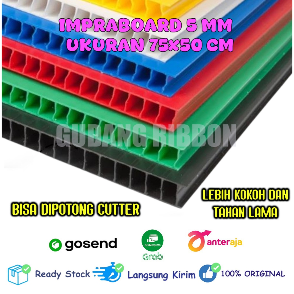 Jual Impraboard PP Corrugated 5mm Ukuran 75x50cm Lembaran Tebal Ringan ...