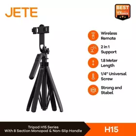 Tripod JETE H15 Tongsis Bluetooth Selfie Stick HP With Remote Garansi Resmi 2 Tahun