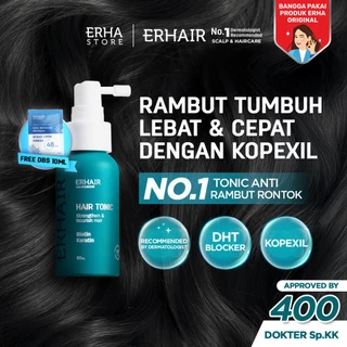 ERHAIR HairGrow Tonic with Kopexil 60ml - Tonic Keratin & Biotin Rambut Mengurangi Rontok | Menjaga Kesehatan Kulit Kepala dan Menguatkan Akar | Rekomendasi Ahli Dermatologi