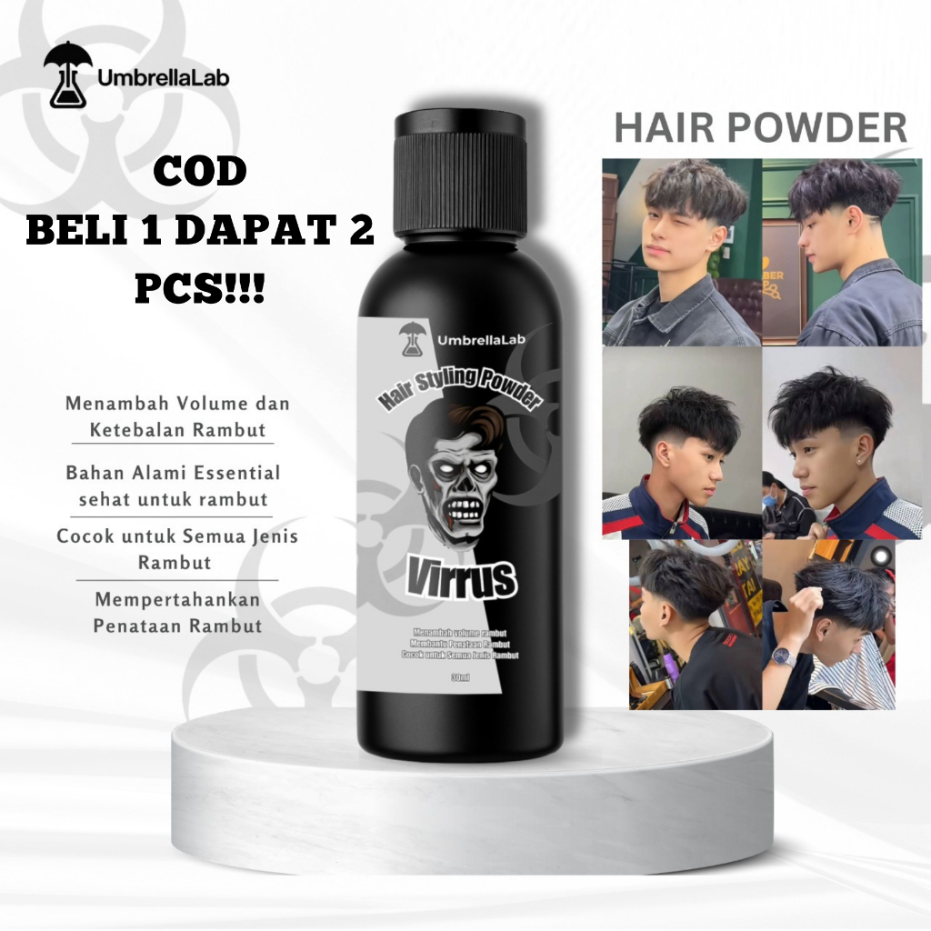 Jual COD BELI 1 Gratis 1 HAIR POWDER VIRRUS Penambah volume rambut ...