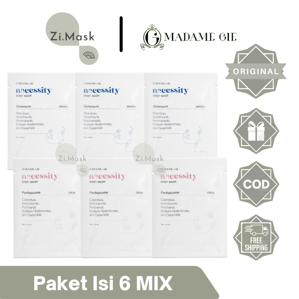 READY !! [ PAKET ISI 6 ] MADAME GIE Necessity Sheet Mask | Masker Tisu | Sheet Mask Madame Gie