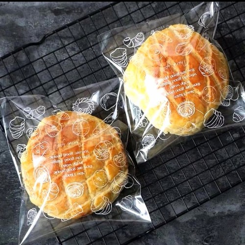 Jual PLASTIK OPP KEMASAN ROTI CUSTOM DESAIN 1 WARNA UK 15 x 15+3cm Seal ...