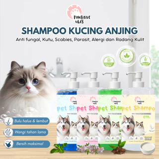 Pawsitive vibes Shampo Kucing Anjing Anti fungal & Fleas untuk Jamur, Kutu, Scabies, Parasit, Alergi dan Radang Kulit 250g/500g - Shampoo - Sampo Anjing Kucing