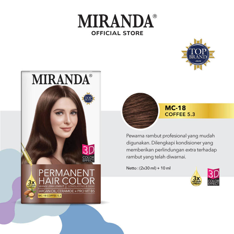 Jual Miranda Hair Color (Cat Rambut Permanen) MC18 Coffee 30ml | Shopee ...
