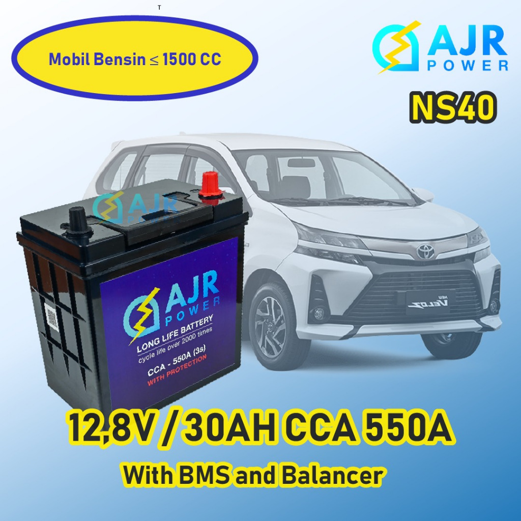 ACCU AKI Lithium LiFePo4 AVANZA JAZZ ERTIGA EXPANDER AJR POWER 12V 12,8V  30AH BMS dan BALANCER CCA550A Starter