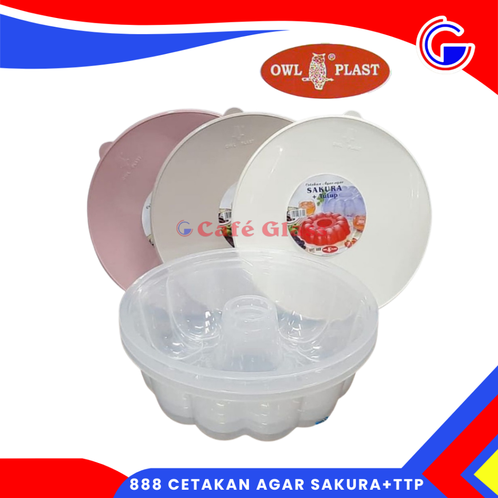 Cetakan + Tutup - Cetakan Plastik Puding/Jelly - 888 Sakura Owl Plast - Cetakan Bolu Ketan Hitam