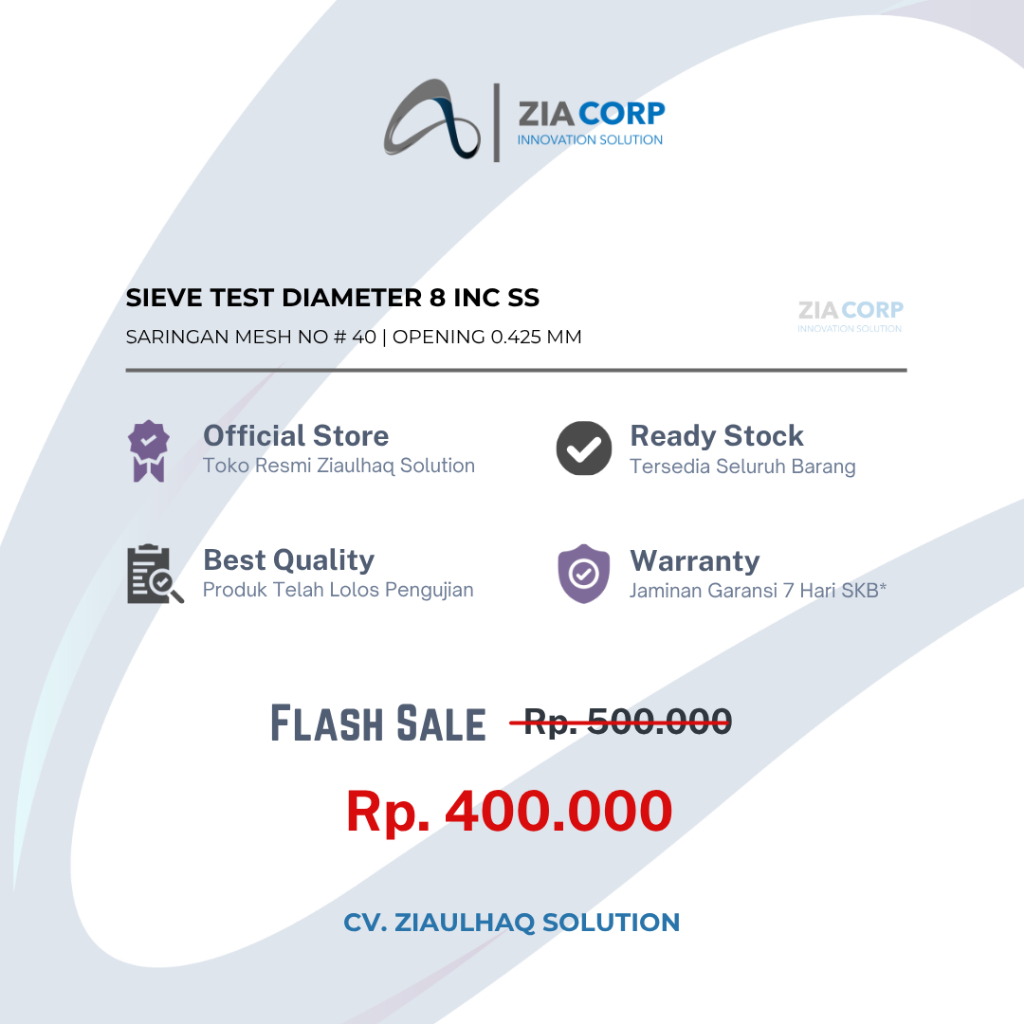 Jual 【ZIA CORP】 Sieve Test Mesh No 40 (0.425 mm) | Saringan Lab ...
