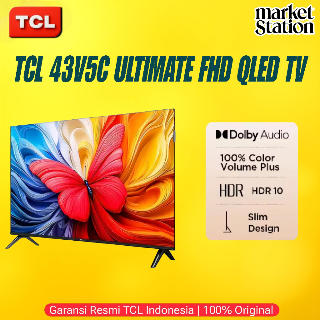 Jual Smart TCV Google TV QLED TV 43 inch 43V5C - 2K FHD - Bezel-less ...