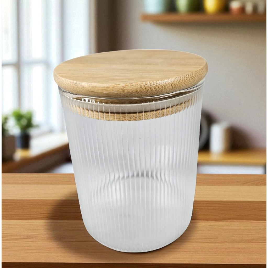 Jual Toples Kaca Penyimpanan Makanan Storage Glass Jar With Bambo Lid ...