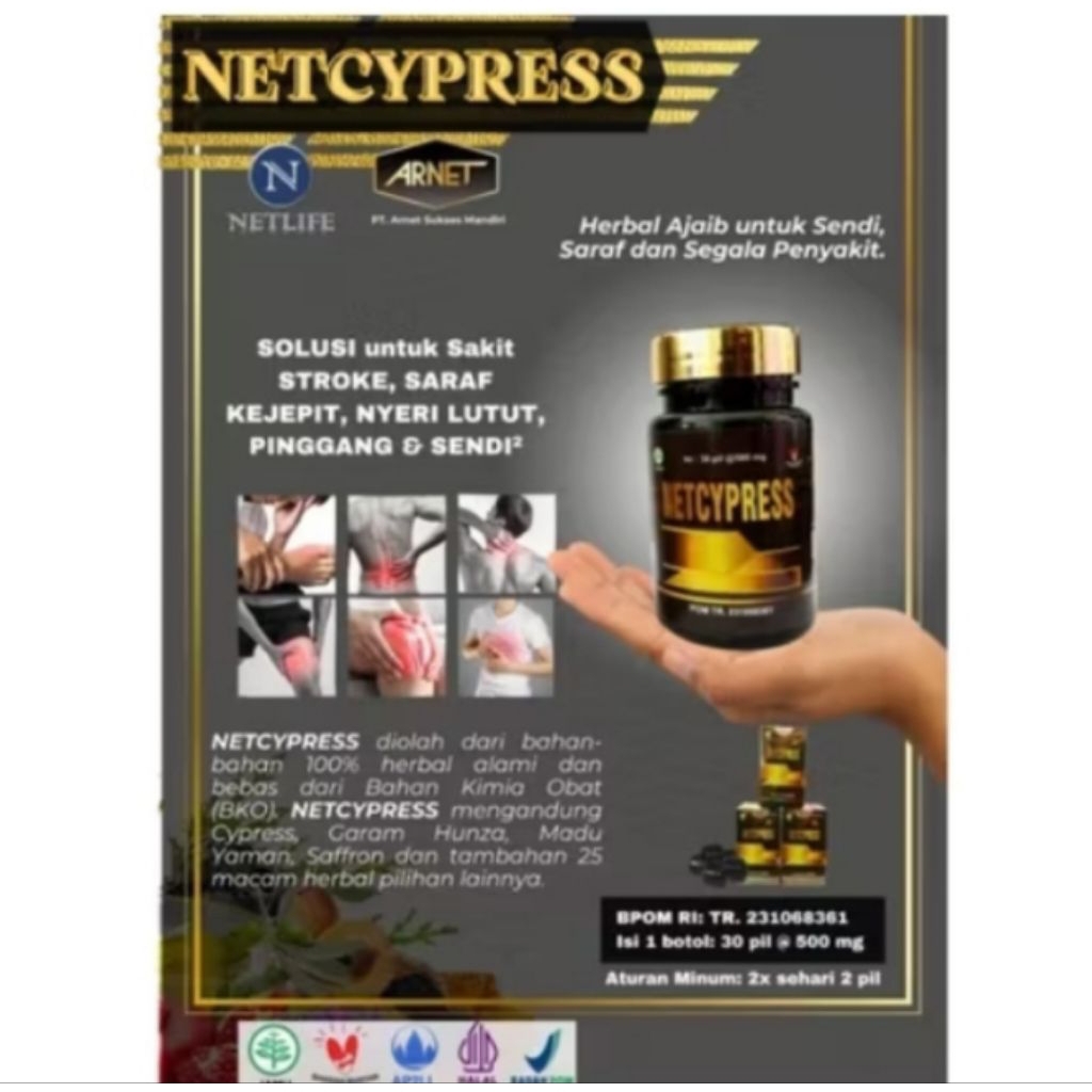 Jual NETCYPRESS 1 BOTOL 30 PIL HITAM SOLUSI SARAF DAN SENDI DARI ARNET ...