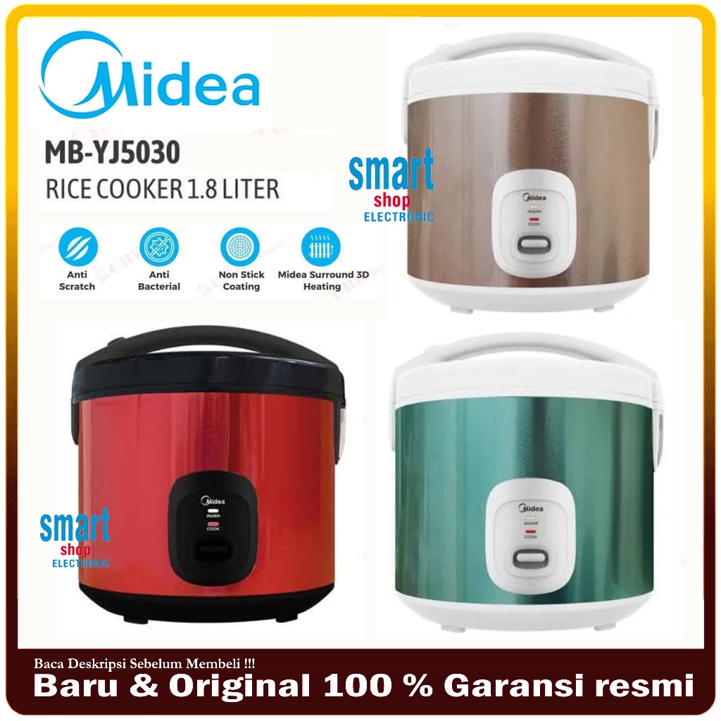 Jual Magic Com Midea MB-YJ5030 / Rice Cooker Midea 1.8 Liter 400 Watt ...