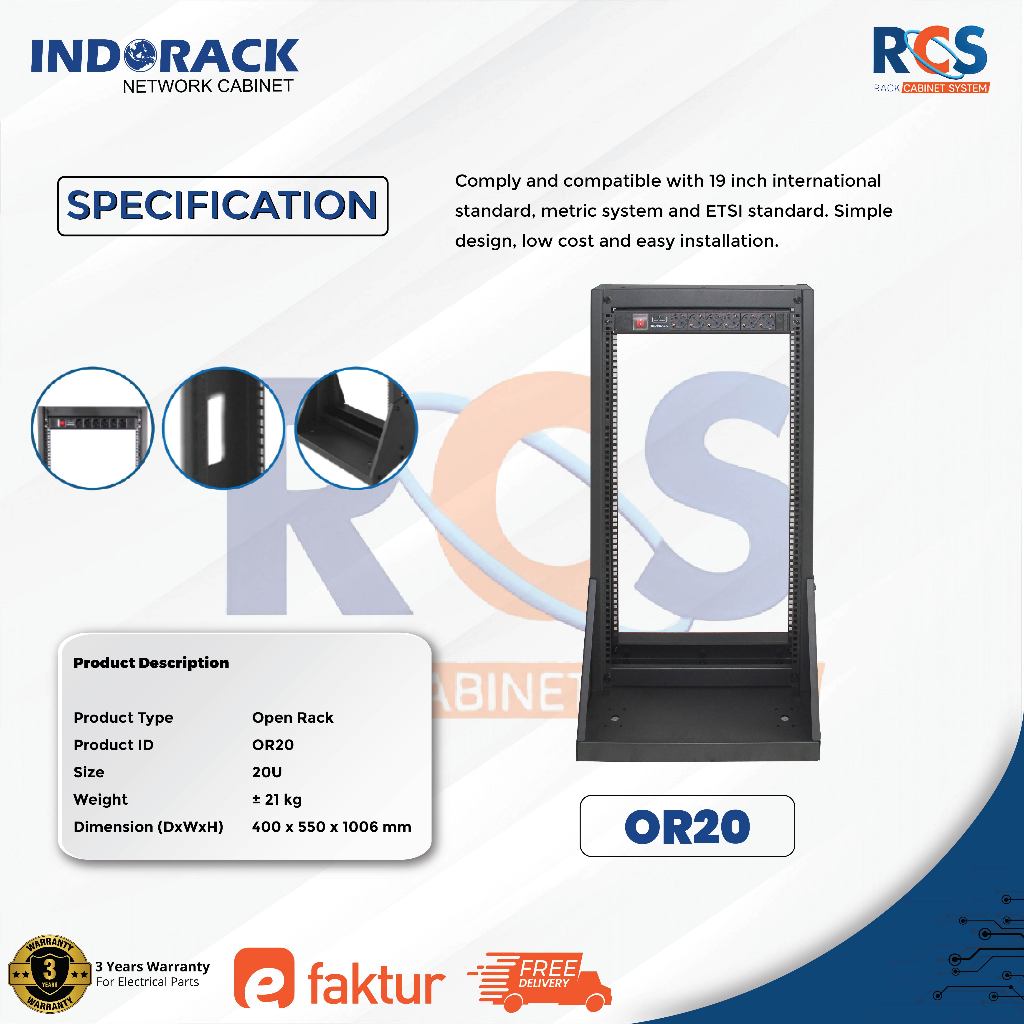 Jual OR20 Indorack Open Rack 20U Rack Server 19