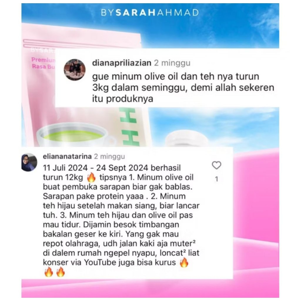 Jual PAKET 30 HARI - EXTRA VIRGIN OLIVE OIL 200 ML & TEH HIJAU BY SARAH ...