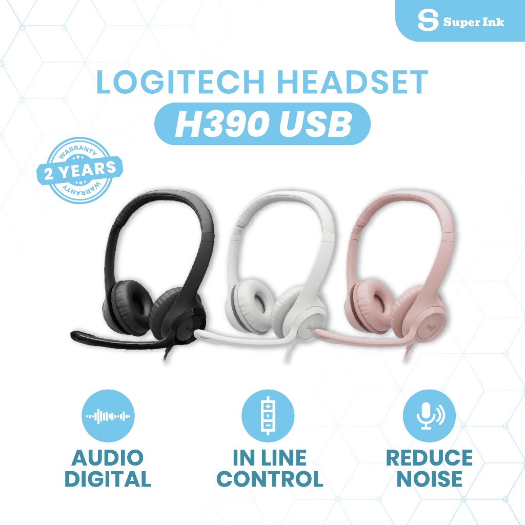 Jual Headset Logitech USB H390 Original – Mikrofon Anti Bising | Plug ...