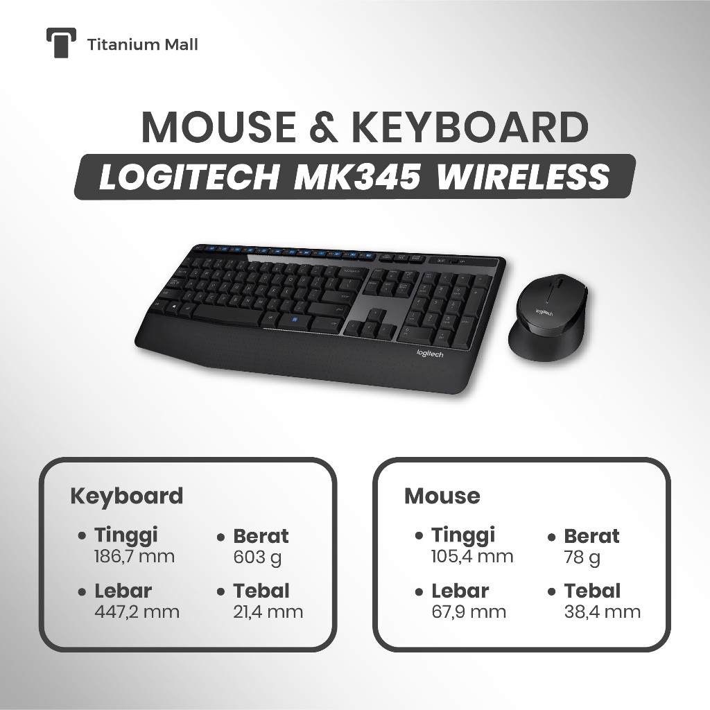 Jual Combo Wireless Logitech MK-345 Original | Keyboard Full Size ...
