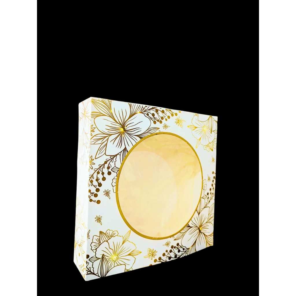 Jual BOX SOUVENIR PIRING 21x5x21 IVORY GOLD FLOWER 300GSM FULLCOLOR MIN ...