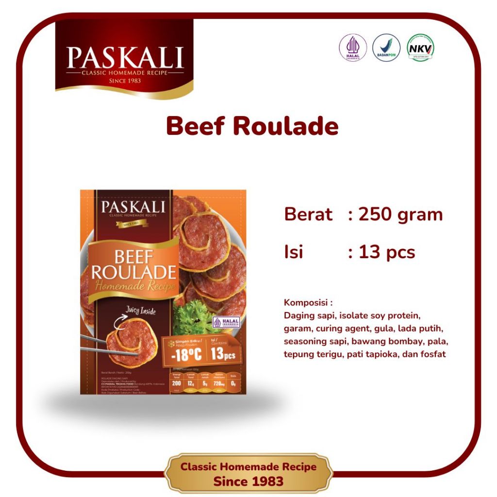 Jual Beef Roulade/ Rolade Sapi Paskali 250 Gram Isi 13 Pcs | Shopee ...