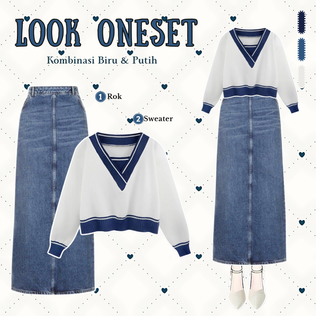 Jual OOTD Korean Look 2in1 Set Wanita Kekinian – Sweater Rajut Julie ...