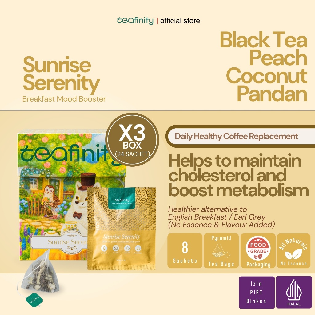 Jual Teafinity Sunrise Serenity Teh Hitam Peach Pandan Kelapa Healthy ...