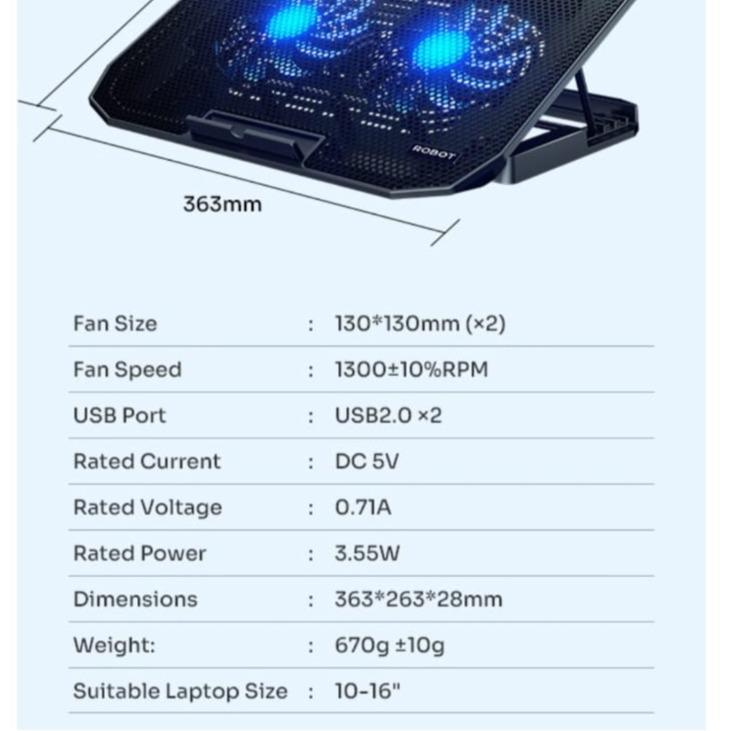 Jual Cooling Pad With Stand Dual Kipas Turbo Laptop Notebook Robot ...