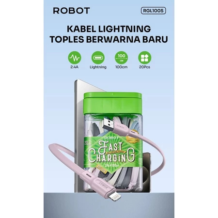Jual GROSIR ( 20 Pcs ) ROBOT RGL100s Kabel Data LIGHTNING ( IPHONE ) ⚡2 ...