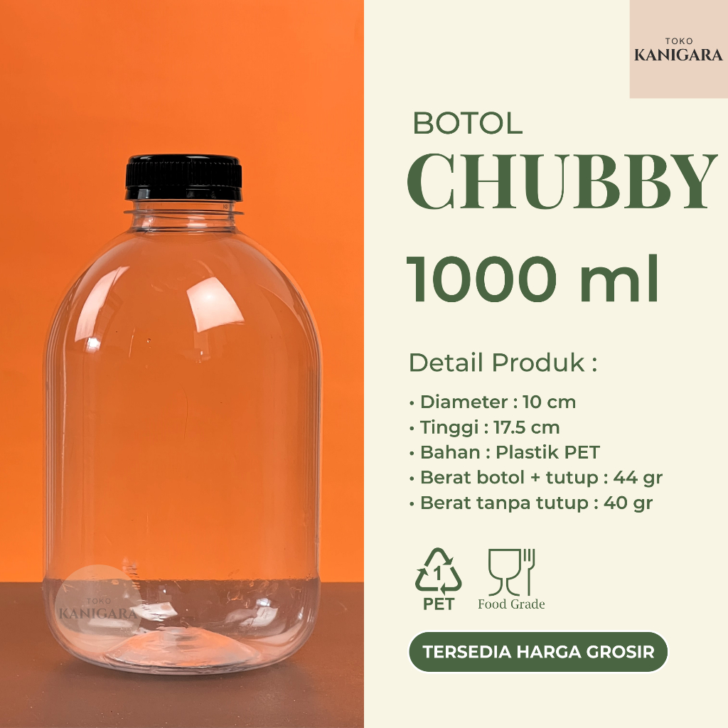 Jual Botol Chubby 1 Liter - Botol Kale Gendut 1000ml - Botol SKLB 1000 ...