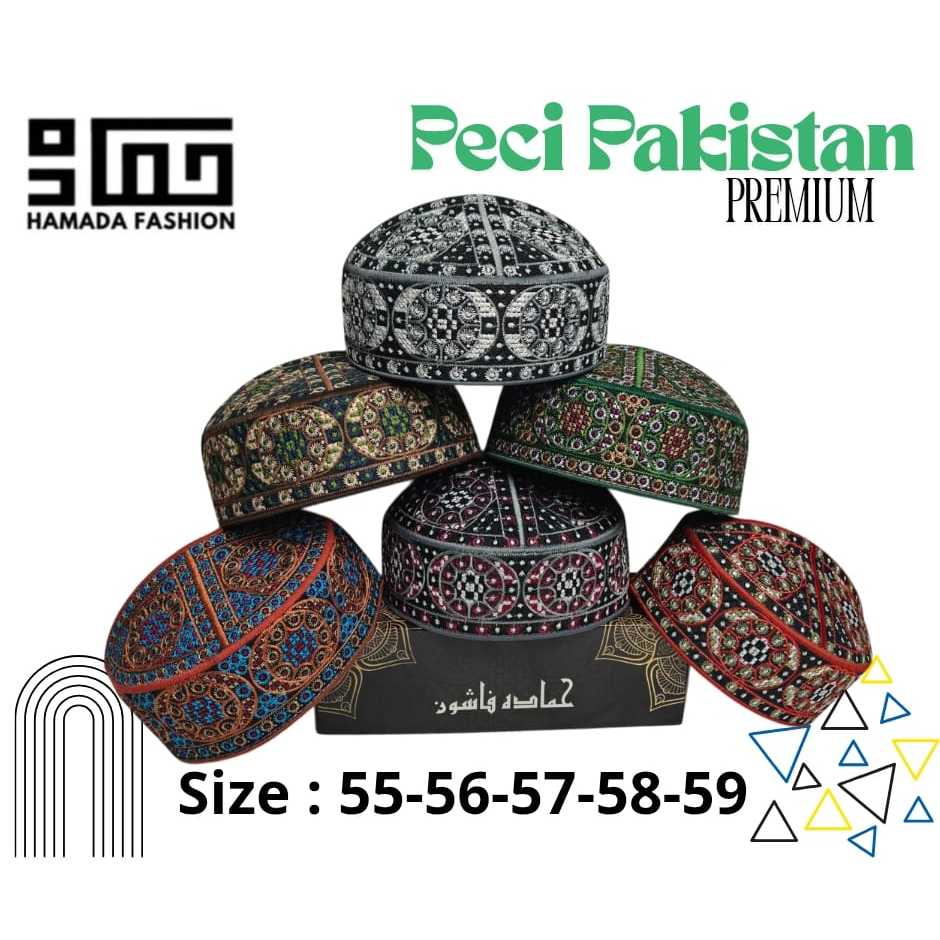 Jual PECI PAKISTAN HAMADA EXCLUSIVE KEMASAN BOX/ Peci Full Bordir ...